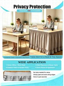 1pc Fresh Plaid Pattern With Soft Ruffle Edge Design, Available In Multiple Soft Colors And Rich Size Options, Suitable For Different Length Dining Tables, Living Room, Bedroom, Dining Room And Various Scenes - Brown - View 7