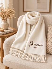 Personalized Embroidered Scarf, Women's Customized Name Scarf, Large Winter Scarf, Personalized Shawl, Gift For Her/Mom - Multicolor - View 6