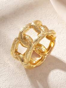 1pc Minimalist Hollow Out Chunky Jewelry, Asymmetric Geometric Design, Suitable For Casual, Party, Evening Events - Symmetrical Hollow Model - View 7