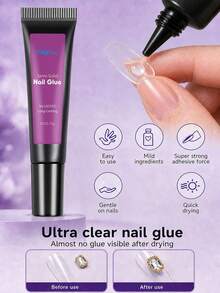 1/2pcs 15g Large Capacity Squeeze Semi-Solid Gel Nail Glue, No UV/LED Lamp Required, Long-Lasting Adhesion, Suitable For Press-On Nails, Acrylic Nails, Nail Tips And Nail Rhinestones - 15g - View 4