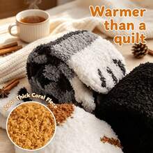 1/3/5/8 Pairs Random Color Plus Size Soft Cat Paw Home Socks, Cute Paw Print Design Highlights Foot Contour, Warm And Sleep-Inducing, Fits Foot Shape; Wear For Warmth While Watching TV At Home, Locks Heat Without Shedding, Thickened Design Anti-Pilling - Multicolor - View 6