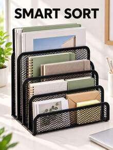 Desktop Organizer With Bookshelf, File Holder, Letter/Card Slot, Freestanding Storage Rack For Stamps And Envelopes, Office Room Decor, School Supplies, Desk Accessories, Home Storage And Organization - Multicolor - View 8