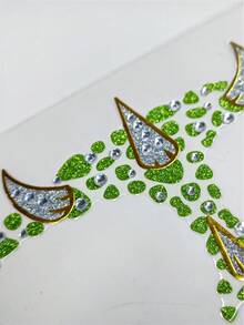 1pc Green Dragon Horn Monster Face Rhinestone Sticker, Self-Adhesive Glitter Dragon Horn Scale Face Decoration, Suitable For Halloween, Cosplay, EDM Party Temporary Face Sticker - Multicolor - View 7