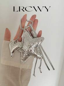 Women's Fashionable Personalized Coffee Star Knot Silver Bag Charm - Silver - View 5
