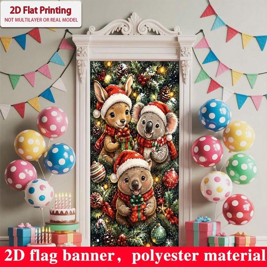 2D Flat, 1PC, Christmas Australian Koala & Kangaroo Cute Pet Theme Door ...