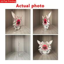 1pc Romantic Hummingbird & Rose Acrylic Desktop Ornament, 2D Flat Crystal Base Design, Atmospheric Home Living Room Bedroom Decor - A - View 7