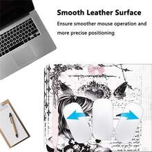 Gothic Dark Anime Girl PU Leather Desk Mat, Large Waterproof Anti-Slip Mouse Pad, Vintage Cross Sketch Pattern Table Protector, Aesthetic Japan Manga Keyboard Mouse Mat For Gaming Study Desktop Decor - View 8