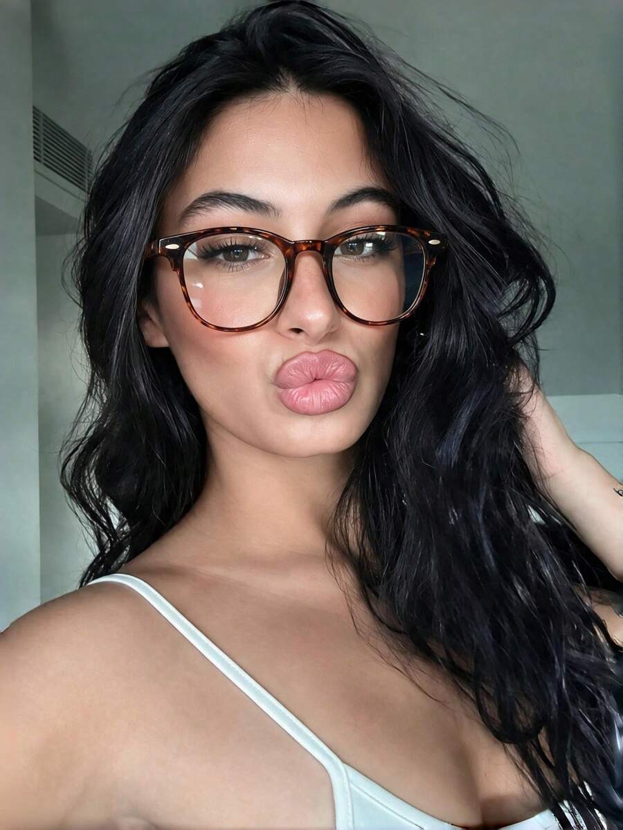 1 Pair Women's PC Material/Tortoise Shell Oval Flat Lens Glasses Vintage Metal Rivet Ins Style Beauty Blue Light Glasses Fake Glasses Suitable For Daily Life Commute Office Phone Computer - A - View 1