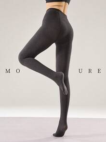 MOIRÉALLURE 1Pair Daily Cotton Tights | Soft Stretchy Pantyhose - Dark Grey - View 7