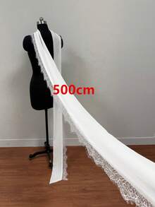1 buah Syal Pengantin Putih Chiffon Renda Minimalis Aksesori Gaun Pengantin Selendang Bolero Satu Bahu - MultiWarna - View 13