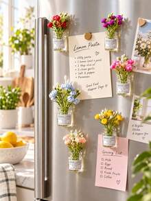 5pcs Mini Vase Magnets - 2026 New Cute Mini Fridge Magnets 3D Vase Fun Fridge Accessories Kitchen Decor (Multi-Color) Holiday Gift - Default - View 2