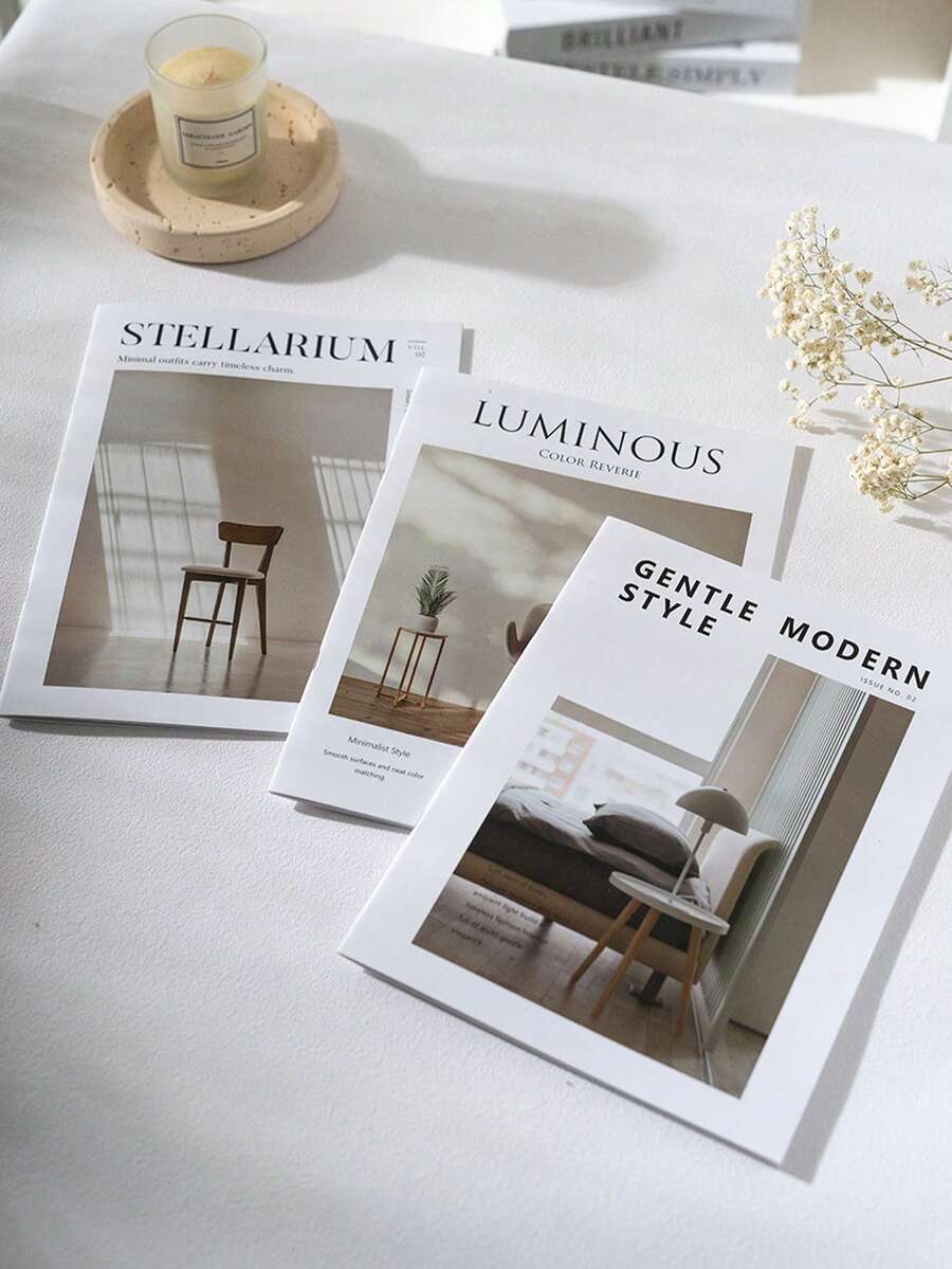 Ins Style Minimalist English Magazine Photography Prop, Office Living Room Bookshelf B&B Decor, Photo Shoot & Live Streaming Background - one-size - View 1