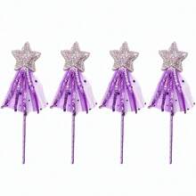 1pc/4pcs/8pcs Purple PVC Sequin Star Fairy Wand, Party Performance Prop, Princess Cosplay Magic Wand, Photography Accessory, Halloween - Multicolor - View 7