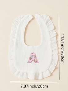 5pcs Floral Pattern 26 Alphabet Baby Ruffle Bibs, Drool Bibs, Princess Pastoral Floral Bibs, Girls Gift - Multicolor - View 5
