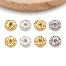 5pcs 18K Gold Plated Wavy Edge Sunflower Spacer Beads Disc Flower Metal Loose Beads Wheel For DIY Bracelet Necklace Jewelry Making - Multicolor - View 6