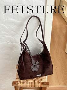 FEISTURE 1pc New Autumn/Winter Women's Shoulder Bag Underarm Bag, Magnetic Closure, Suitable For Daily Outings, Dating, Commuting - Coffee - View 3