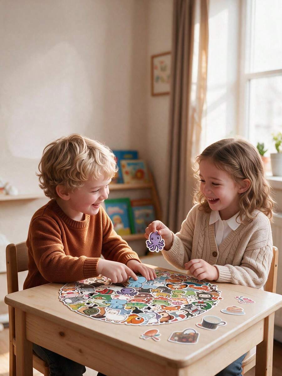 POKOJA LAND 100pcs Cute Watercolor Cartoon Animal Stickers Made Of Waterproof Vinyl. Perfect For Decorating Water Bottles, Laptops, Phones, Luggage, Notebooks, Refrigerators, And More.