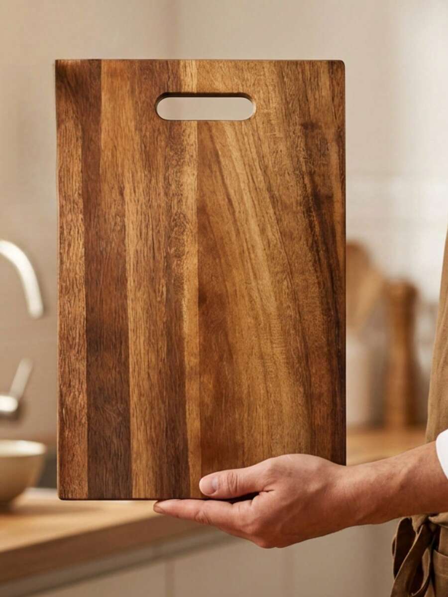 1 cái thớt gỗ keo có lỗ tay cầm, thớt gỗ dùng được hai mặt, đa năng, dùng để chuẩn bị thực phẩm, bày bít tết, trái cây, bánh mì, phô mai, phụ kiện nhà bếp, phù hợp nấu ăn hàng ngày, chuẩn bị bữa ăn, bày đĩa nguội, lý tưởng cho bếp gia đình, tiệc tối, dã ngoại, trưng bày đĩa nguội, quà tặng cho đầu bếp, phù hợp cho nhà bếp, nhà hàng, ký túc xá