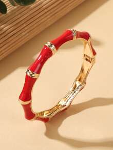 1pc Fashion New Style Gold Plated Enamel Mix Color Bamboo Joint Bracelet Bangle Jewelry For Women And Girls - Bamboo Knot Bracelet - View 8