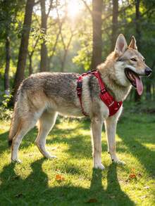 1pc Adjustable Reflective Breathable Pet Dog Harness, Suitable For Small, Medium, Large Dogs, Cats And Puppies, Dog Accessories - Red - View 1