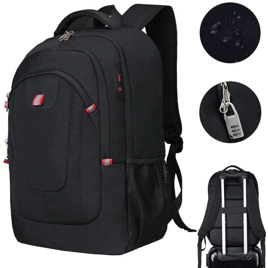 17.3" Men Women Laptop Backpack Waterproof 40L Large Rucksack Travel School Bag - Black - View 1