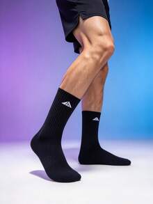 1/5/10/20 Pairs Men's Mid-Calf Socks, Striped Waistband Simple Versatile, Comfortable Sports Casual Socks - Multicolor - View 3