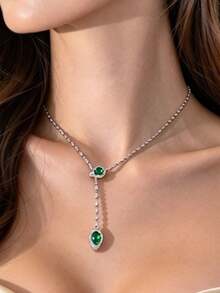 Unique Double Snake Head Necklace With Zirconia, Suitable For Men And Women. It's A Fashionable Hip-Hop Y2K Style Necklace, Perfect For Daily Wear Or As A Gift, Adjustable Length. - Snake Necklace - View 6