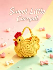 New Cute Handmade Crochet Chick Storage Bag, Mini Egg-Shaped Handbag, Adorable Knitted Chick Basket, Gift Decorative Storage Basket - Multicolor - View 11