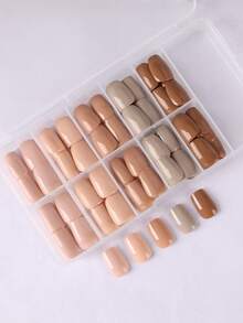 Box Of 150pcs Fall/Winter Style Brown-Colored Removable Mylar Artificial Nail Tips Press On Nails Nail Supplies - Multicolor - View 7