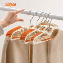 Space-Saving Short Neck Collapsible Hanger Set (10pcs), Low-Profile Short Neck Design Fits Compact Wardrobes, Wide Shoulder Line For Even Weight Distribution, Prevents Clothes From Bulging And Deforming, Non-Slip Grip With Deep Anti-Drop Grooves, Fabric-Friendly No Snagging, Durable And Scratch-Resistant Home Storage Essential - Multicolor - View 2