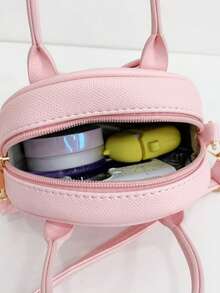 1pc Girls Bow PU Zipper Closure Fashion Handbag Crossbody Bag Suitable For All Seasons Daily Use - A - View 8