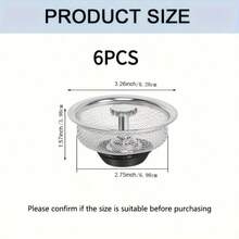 1/4/6/8pcs Stainless Steel Kitchen Sink Drain Strainer Filter, Drain Pipe Floor Drain Cover, Suitable For Home Sink, Kitchen Sink, Bathroom, Toilet, Sink Filtration Mesh (Please Check Size Before Purchase) - Portable Filter Mesh - View 7