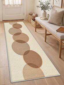 1pc Minimalist Geometric Line Print Pattern, Simple Long Runner Rug, Easy To Clean Long Runner Carpet, Suitable For Kitchen, Dining Room, Hallway, Corridor And Other Indoor Spaces, All Season Use - Camel - View 11