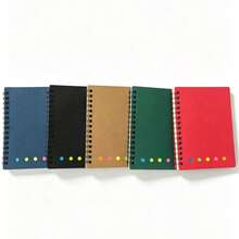 1pc/5pcs Multi-Color Spiral Pocket Notebook With Pen Holder, Sticky Notes And Colorful Index Tabs - Durable Brown Paper Cover Notebook, Portable Small Size, Bohemian Mini Notebook With Colorful Index Tabs, Built-In Pen Slot Portable Design, Student Graduation Birthday Gift, Office Supplies, Cute Pencil - Various - View 4