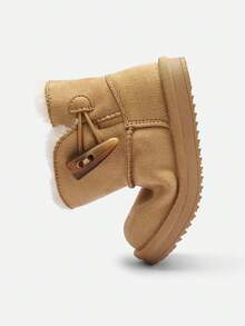 Balabala Kids' Mid-Calf Snow Boots Thick Fleece-Lined Winter Shoes For Boys & Girls - Light Khaki - View 6