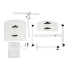 OUKANING Height Adjustable Rolling Laptop Desk With Lockable Wheels, Tilting Split Tabletop MDF Computer Stand For Bed Sofa, White - A - View 4