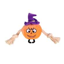 10pcs Halloween Pumpkin Plush Dog Rope Toy, Witch Hat Design Interactive Tug Fetch Chew Toy For Pets Training - Ginger - View 9