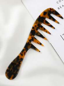 1pc Fashion Minimalist Acrylic Marble Leopard Print Wide Tooth Long Handle Anti-Static Lightweight Portable Hair Comb, Hair Accessory - Multicolor - View 12