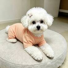 1pc Cute Pet Jumpsuit, Autumn/Winter Orange Striped Cat & Dog T-Shirt, Soft & Comfortable Pet Clothes, Suitable For Teddy Poodle And Other Small To Medium Pets - Orange - View 7