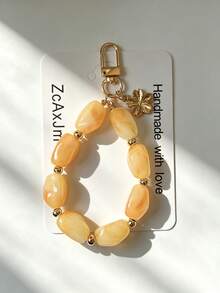 Acrylic Asymmetrical Beaded Keychain Vintage Style Bag Charm Premium Bag Accessory Car Keyring - Multicolor - View 8