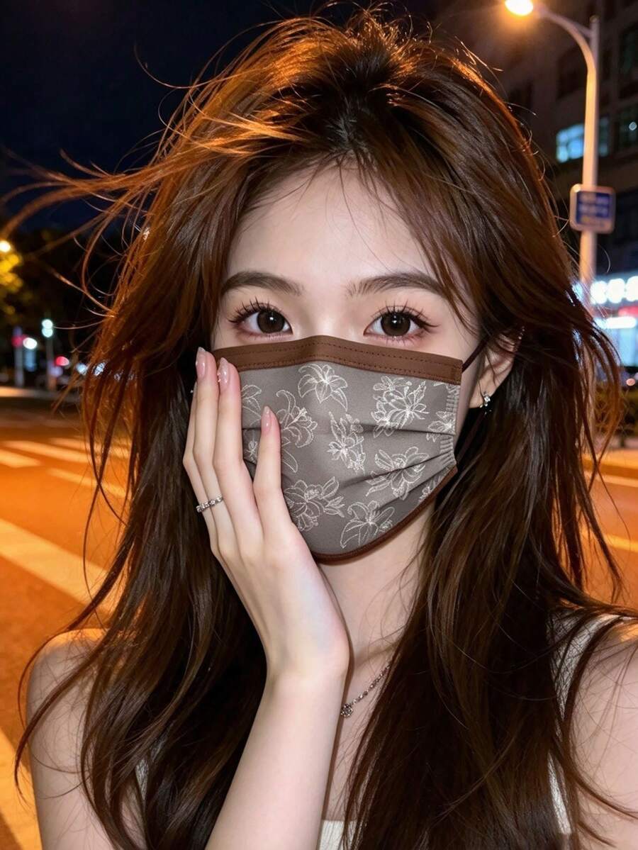 10pcs New Old Money Style Contrast Color Disposable Face Masks, 3-Layer Protective Printed Masks, Highly Attractive Flattering Skin Tone, Unique Design, Individually Wrapped, Maillard Retro Style Adult Fashion Face Cover, Outdoor Commute Travel Accessory, Practical Holiday Gift For Halloween, Thanksgiving, Christmas
