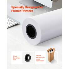 Rollos de Papel de Formato Ancho, 762 mm de Ancho y 152,4 m de Largo, Pulpa de Madera Pura, 2 Rollos, para Dibujos CAD, Planos Técnicos, Mapas GIS, Diseños Arquitectónicos, Blanco Brillante - 19,9 kg - Ver 2