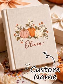 Personalized Photo Album, Linen Memorial Album, Soft Tone Pumpkin Pattern, Customized Commemorative Book, Suitable For Wedding, Family, Anniversary, Vacation, Birthday, Graduation Gifts - Multicolor - View 4