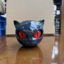 1pc Handmade Resin Black Cat Sculpture Figurine, Faux Marble Texture Desktop Art Decor, Creative Home Soft Furnishing Gift - Multiple Styles - View 11