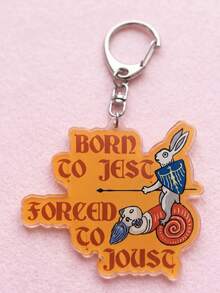 1/5Pcs Medieval Retro Funny Meme & Humorous Quote Theme Acrylic Keychains, Featuring Snail Creature, Frog Eating, Cat Fireplace, Rabbit Knight Duel Designs, Fashionable Bag Charms, Suitable For Retro Fans Gifts, Fun Collection, All Seasons - Multicolor - View 9