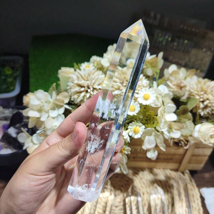 CrystalHola 1pc Synthetic White Melted Quartz Column-An Ideal Piece For Interior Decor, A Perfect Gift For Friends And Family For Christmas, Halloween - Multicolor - View 1