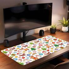 1pc Cute Cartoon Christmas Extra Large Extended Mouse Pad, Cute Santa Claus Pattern Desk Mat, Non-Slip Rubber Bottom Stitched Soft Fabric Keyboard Pad, Suitable For Office, Gaming And Christmas Gift - View 9