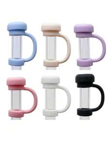 6/3/1pc Reusable Silicone Straw Caps, Compatible With Stanley Cups, Anti-Spill Anti-Leak Anti-Splash Anti-Dust Straw Covers, Suitable For Back To School Season - Multicolor - View 7