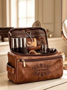 Custom Unisex Toiletry Bag - Large Capacity, Hanging, Durable And Wear-Resistant; Equipped With Zipper Closure, Top Handle And Multi-Layer Storage Compartments; Foldable, Lightweight, Casual Style, Suitable For Travel And Business Trips. - Multicolor - View 3