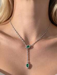 Unique Double Snake Head Necklace With Zirconia, Suitable For Men And Women. It's A Fashionable Hip-Hop Y2K Style Necklace, Perfect For Daily Wear Or As A Gift, Adjustable Length. - Snake Necklace - View 1